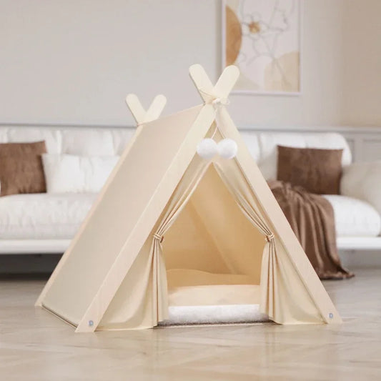 Portable Pet Teepee Tent - Indoor/Outdoor Cat & Dog Bed