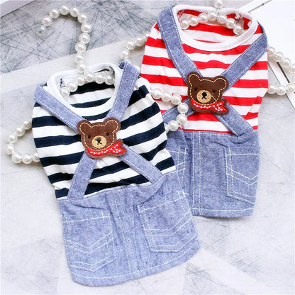 Adorable Striped Summer Dress for Small Pets