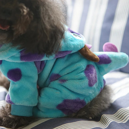 Blue Dinosaur Plush Dog Outfit