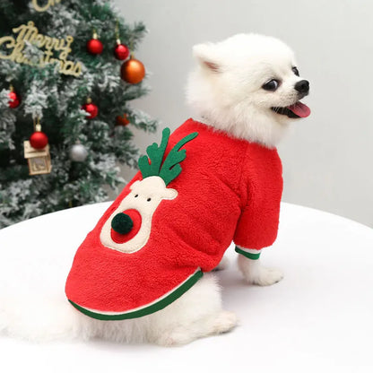 Christmas Coral Velvet Dog Coat – Soft Fleece Jacket for Chihuahuas, Yorkies, and Pomeranians