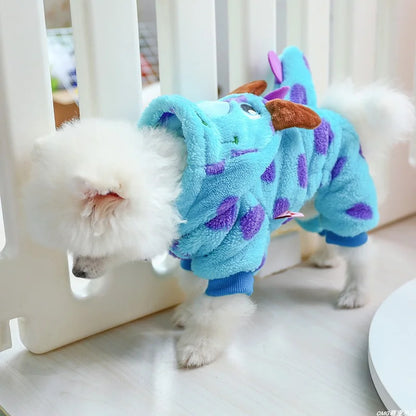 Blue Dinosaur Plush Dog Outfit