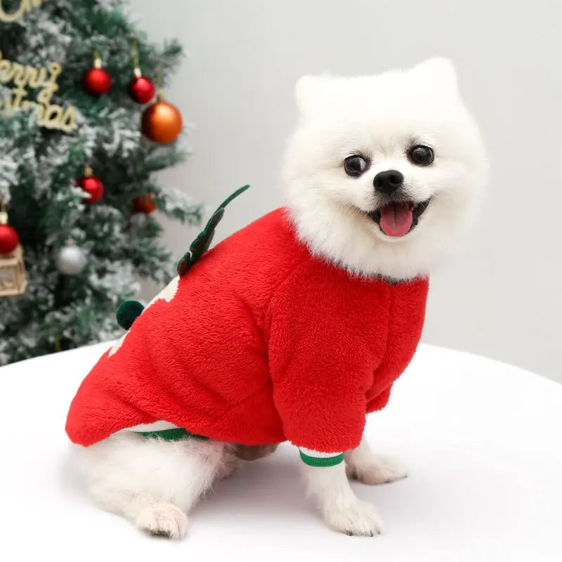 Christmas Coral Velvet Dog Coat – Soft Fleece Jacket for Chihuahuas, Yorkies, and Pomeranians