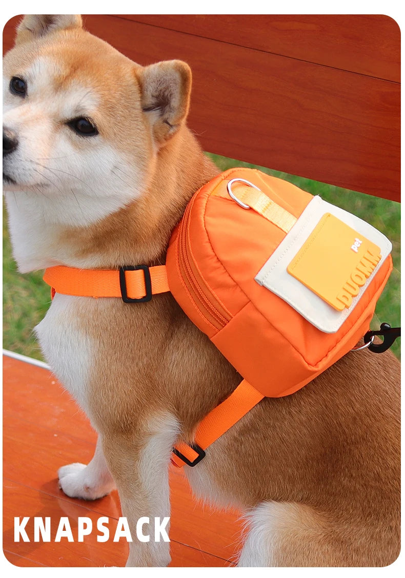 Portable Pet Backpack with Harness & Treat Pouch