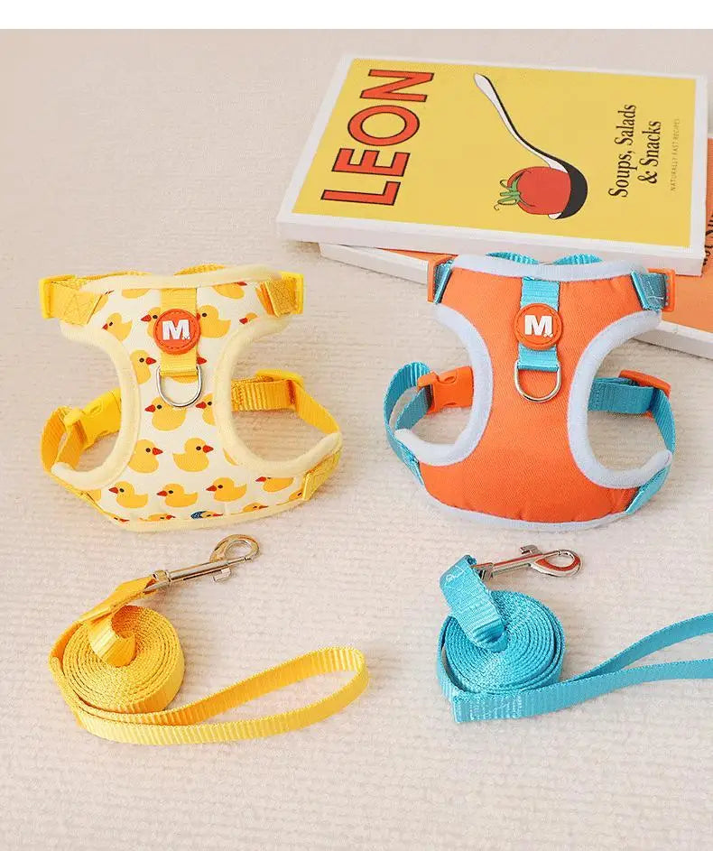 Cartoon Duck Dog Harness & Leash Set