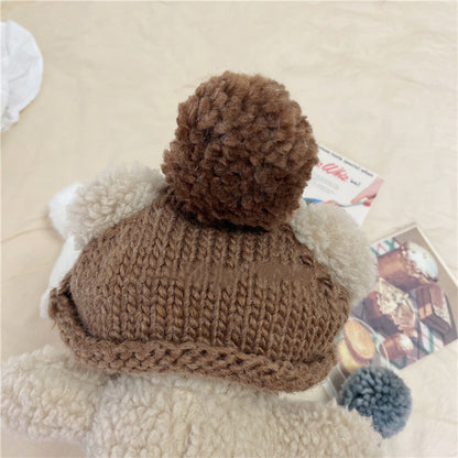 Christmas Woolen Dog Hat with Pom-Pom