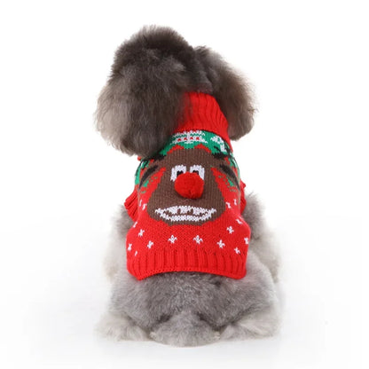 Christmas Elk Dog Sweater – Autumn Hoodie for Pets