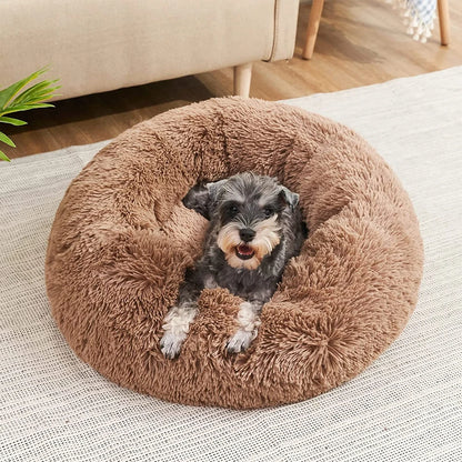 Round Plush Pet Bed: Soft, Cozy Sleeping for Large & Medium Dogs