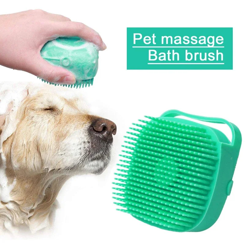 Pet Shampoo Brush: 2.7oz Silicone Grooming Scrubber for Dogs & Cats