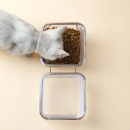 Transparent High-Foot Cat Bowl: Ergonomic Design for Easy Feeding