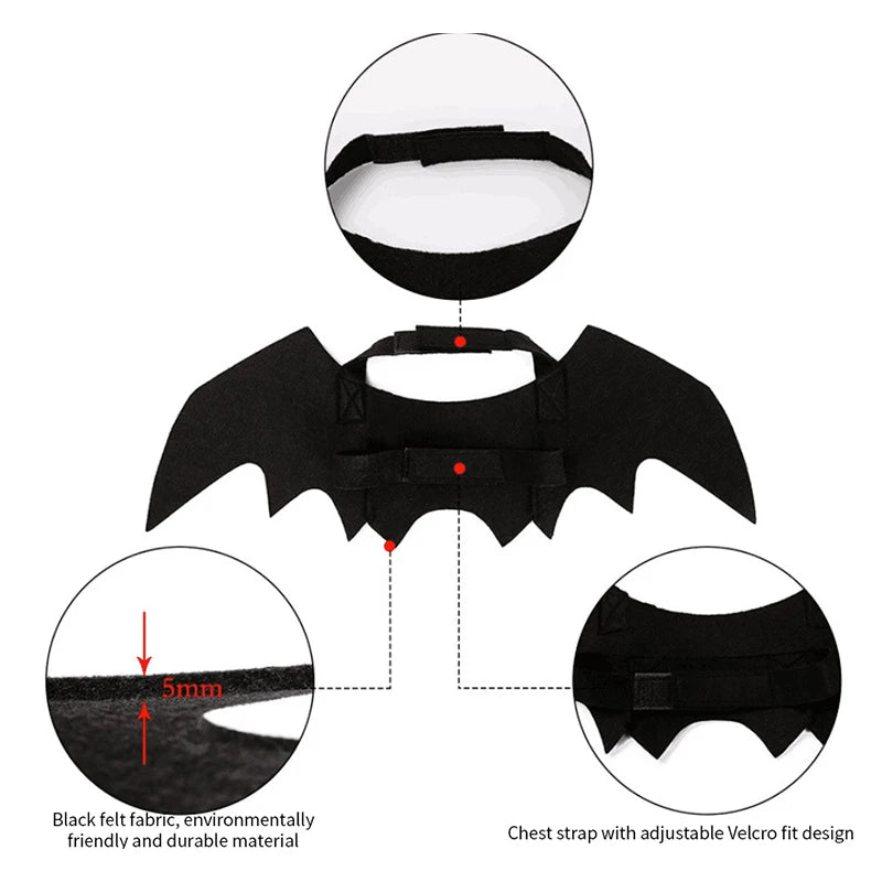 Bat Wings Cat Costume – Funny Pet Cosplay for Cats & Dogs, Perfect for Halloween & Christmas