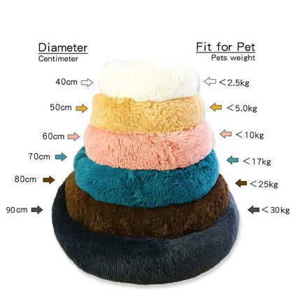 Round Plush Pet Bed: Soft, Cozy Sleeping for Large & Medium Dogs