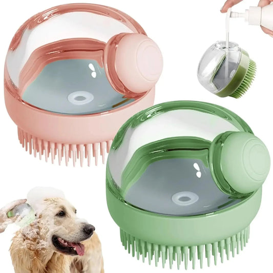 Dog Shower Brush: Grooming & Massage Tool with Shampoo Dispenser