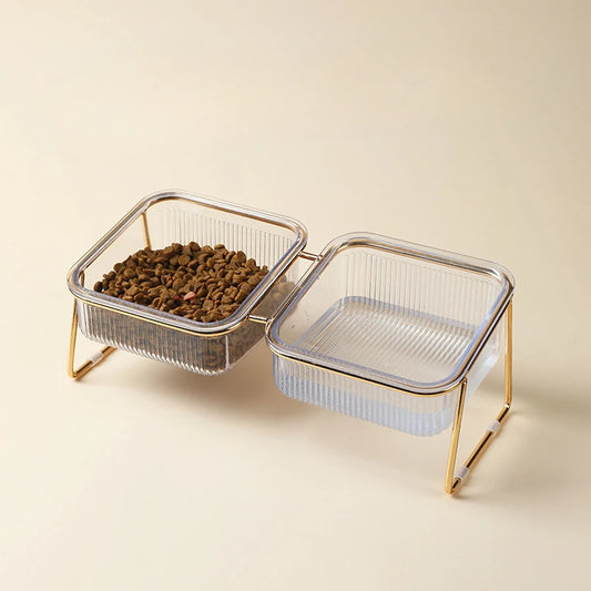 Transparent High-Foot Cat Bowl: Ergonomic Design for Easy Feeding