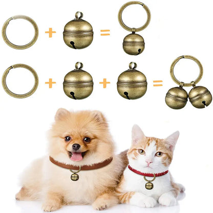 Brass Pet Collar Bells – Charm Pendant with Key Rings for Cat & Dog Collars