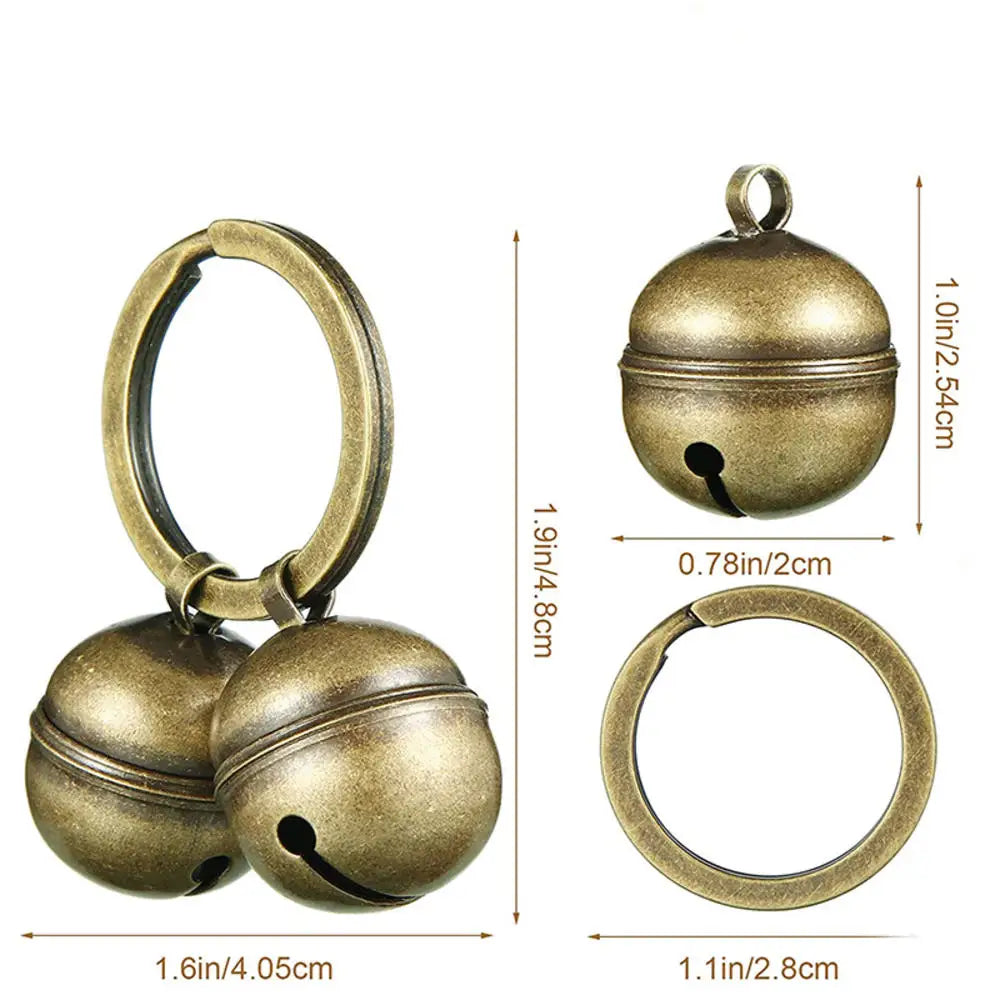 Brass Pet Collar Bells – Charm Pendant with Key Rings for Cat & Dog Collars