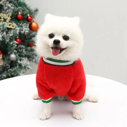 Christmas Coral Velvet Dog Coat – Soft Fleece Jacket for Chihuahuas, Yorkies, and Pomeranians