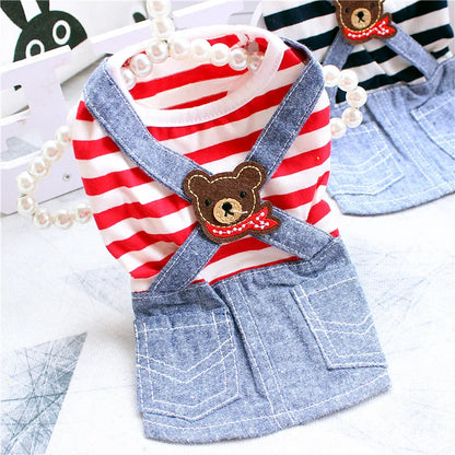 Adorable Striped Summer Dress for Small Pets