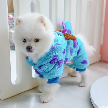 Blue Dinosaur Plush Dog Outfit