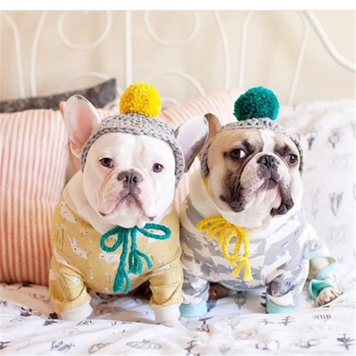 Christmas Woolen Dog Hat with Pom-Pom