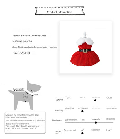 Christmas Dog Dress with Red Skirt – Cozy Holiday Outfit for Pets