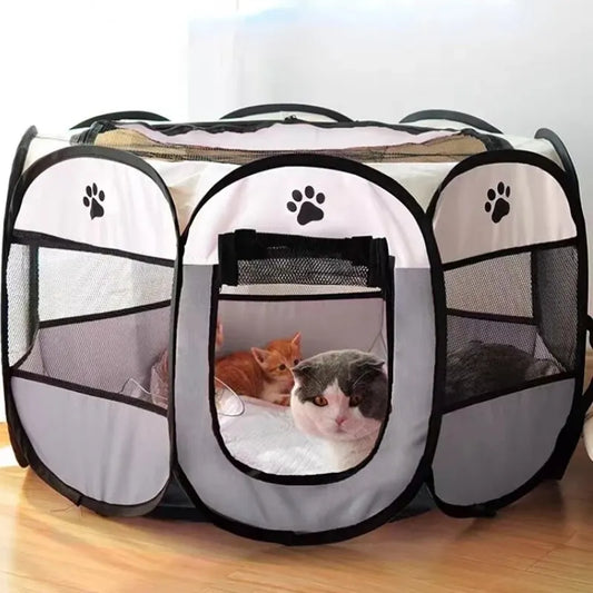 Portable Foldable Pet Tent: Octagonal Shelter for Dogs & Cats