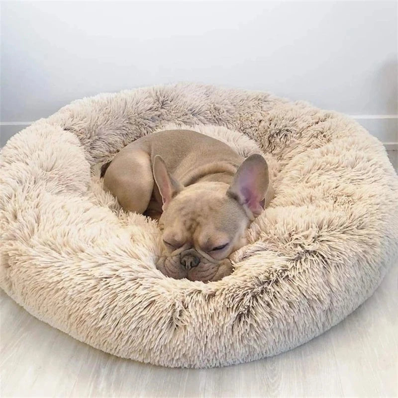 Round Plush Pet Bed: Soft, Cozy Sleeping for Large & Medium Dogs