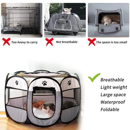 Portable Foldable Pet Tent: Octagonal Shelter for Dogs & Cats