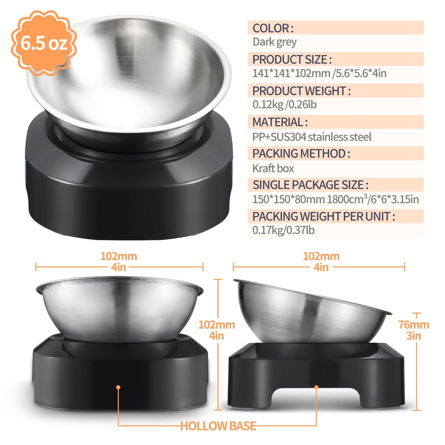 2-Pack Anti-Slip Stainless Steel Pet Bowls