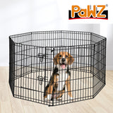 PaWz Pet Dog Playpen Puppy Exercise 8 Panel Enclosure Fence Black With Door 42"