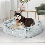 Dog Calming Bed Warm Soft Plush Comfy Sleeping Kennel Cave Memory Foam Charcoal M