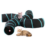 Pet Cat Kitten Puppy 4-Way Tunnel Play Toy Foldable Funny Exercise Tunnel Rabbit