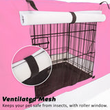 Paw Mate Wire Dog Cage Crate 42in with Tray + Cushion Mat + Pink Cover Combo
