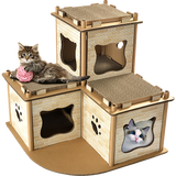 Cat Cardboard House Tree Tower Condo Scratcher Pet Post Pad Mat Furniture