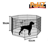 PaWz Pet Dog Playpen Puppy Exercise 8 Panel Enclosure Fence Black With Door 36"